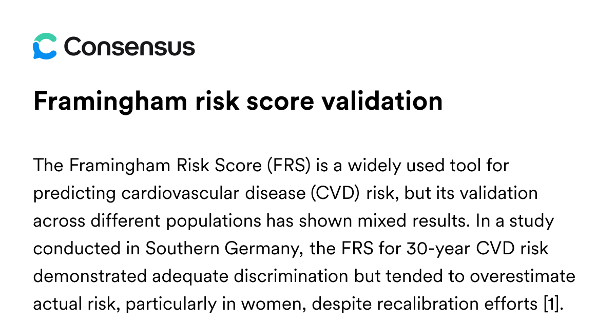 Framingham Risk Score Validation - Consensus Academic Search Engine