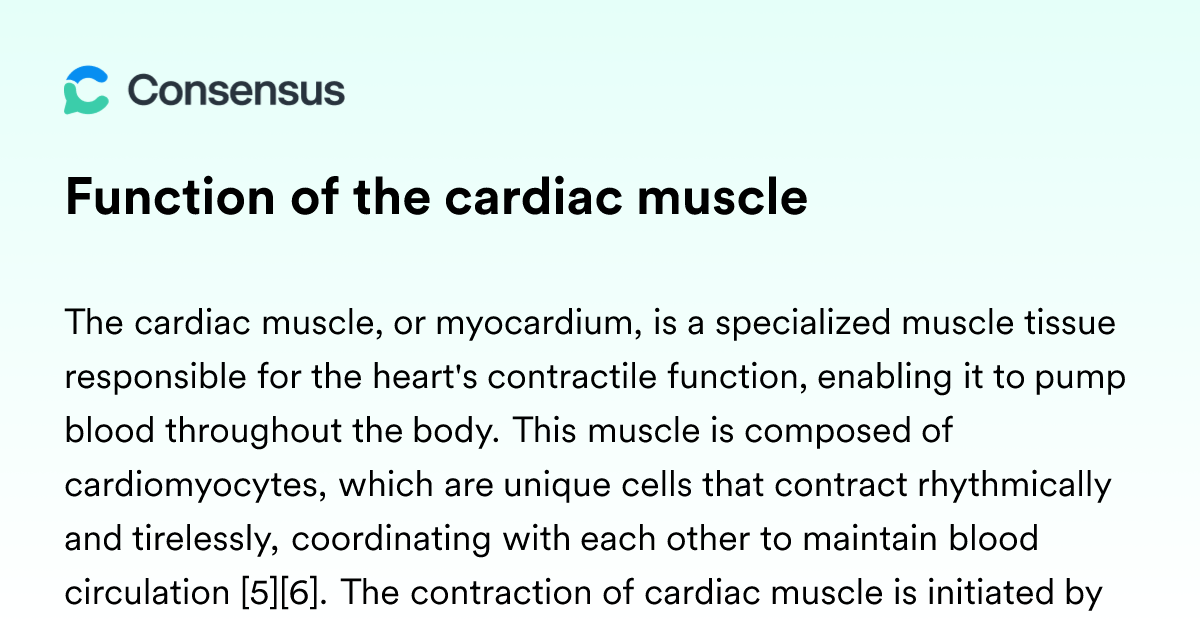 Function Of The Cardiac Muscle Consensus Academic Search Engine 