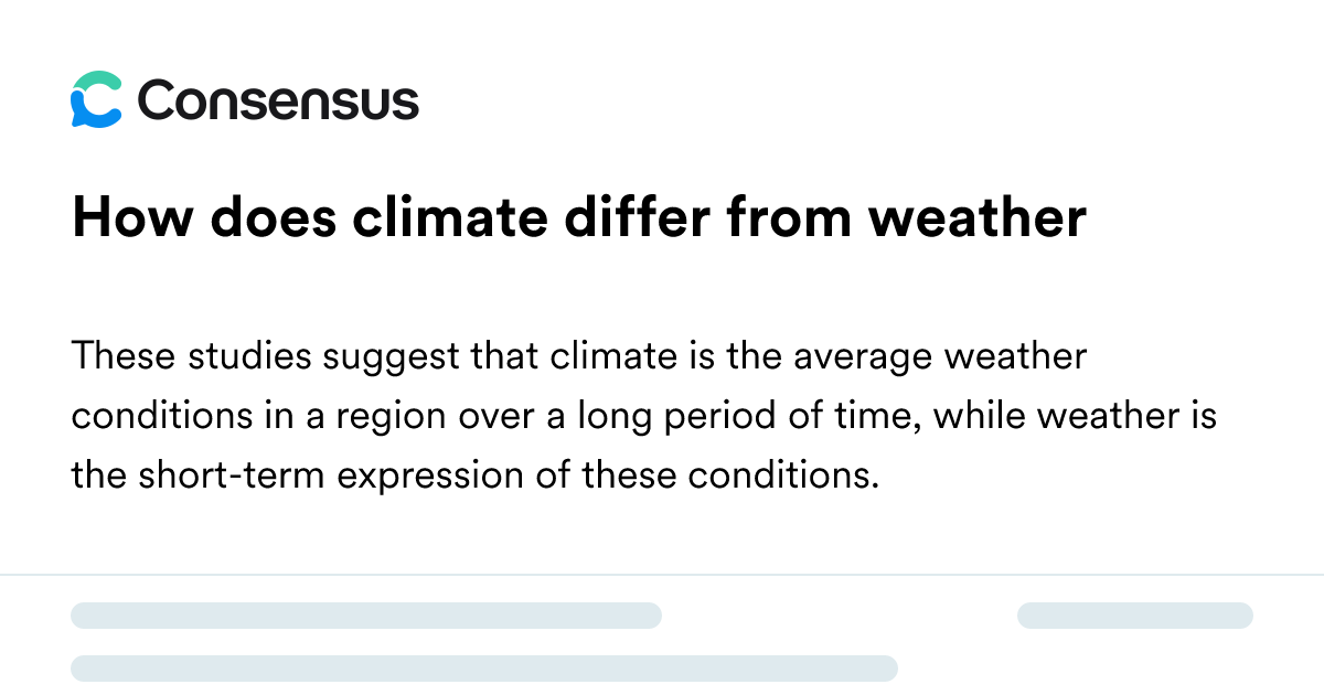 How Does Climate Differ From Weather - Consensus Academic Search Engine