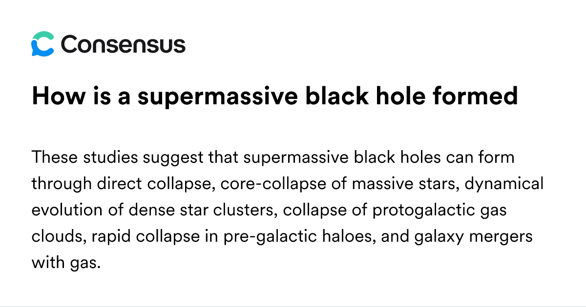How Is A Supermassive Black Hole Formed - Consensus Academic Search Engine