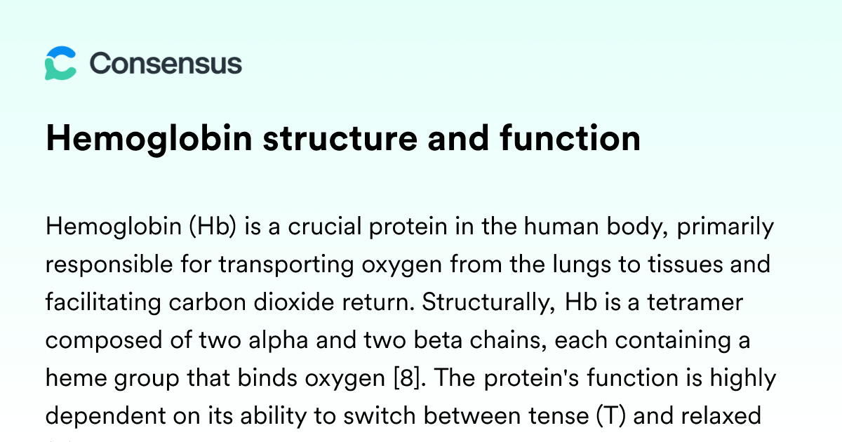Hemoglobin Structure And Function - Consensus Academic Search Engine