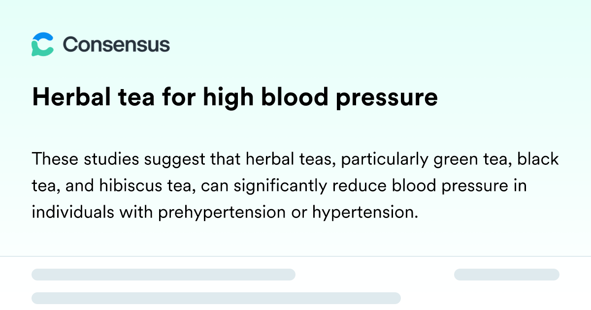 Herbal Tea For High Blood Pressure Consensus Academic Search Engine