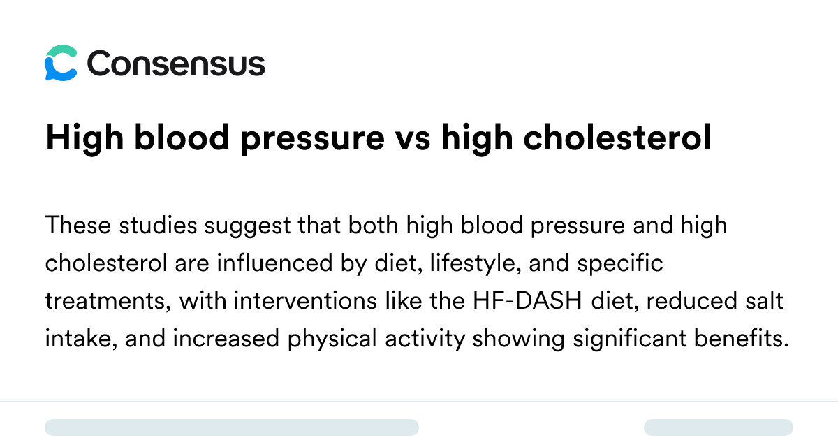High Blood Pressure Vs High Cholesterol - Consensus Academic Search Engine