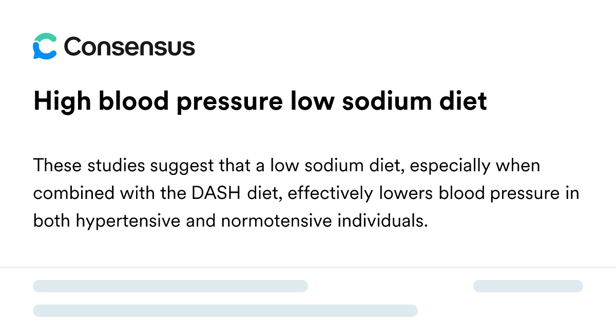High Blood Pressure Low Sodium Diet - Consensus Academic Search Engine