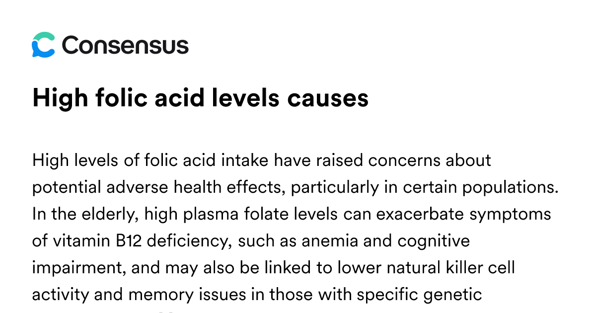High Folic Acid Levels Causes - Consensus Academic Search Engine