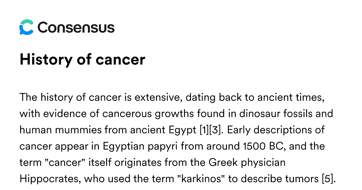 History Of Cancer - Consensus Academic Search Engine