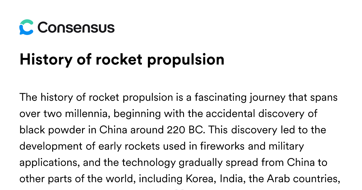 History Of Rocket Propulsion - Consensus Academic Search Engine