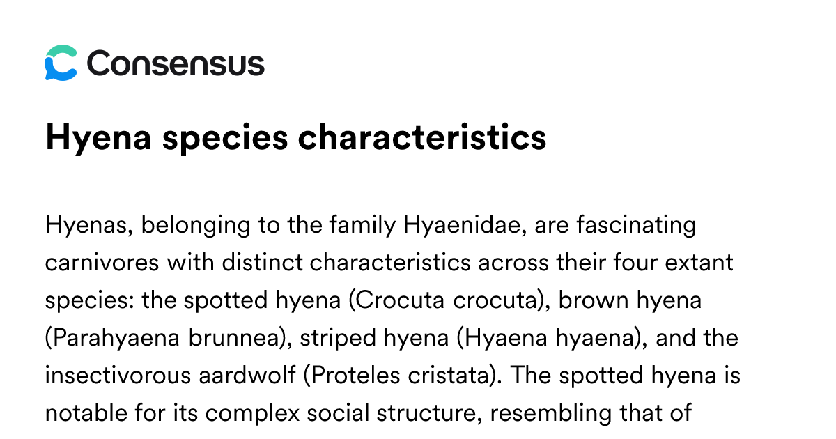 Hyena Species Characteristics - Consensus Academic Search Engine