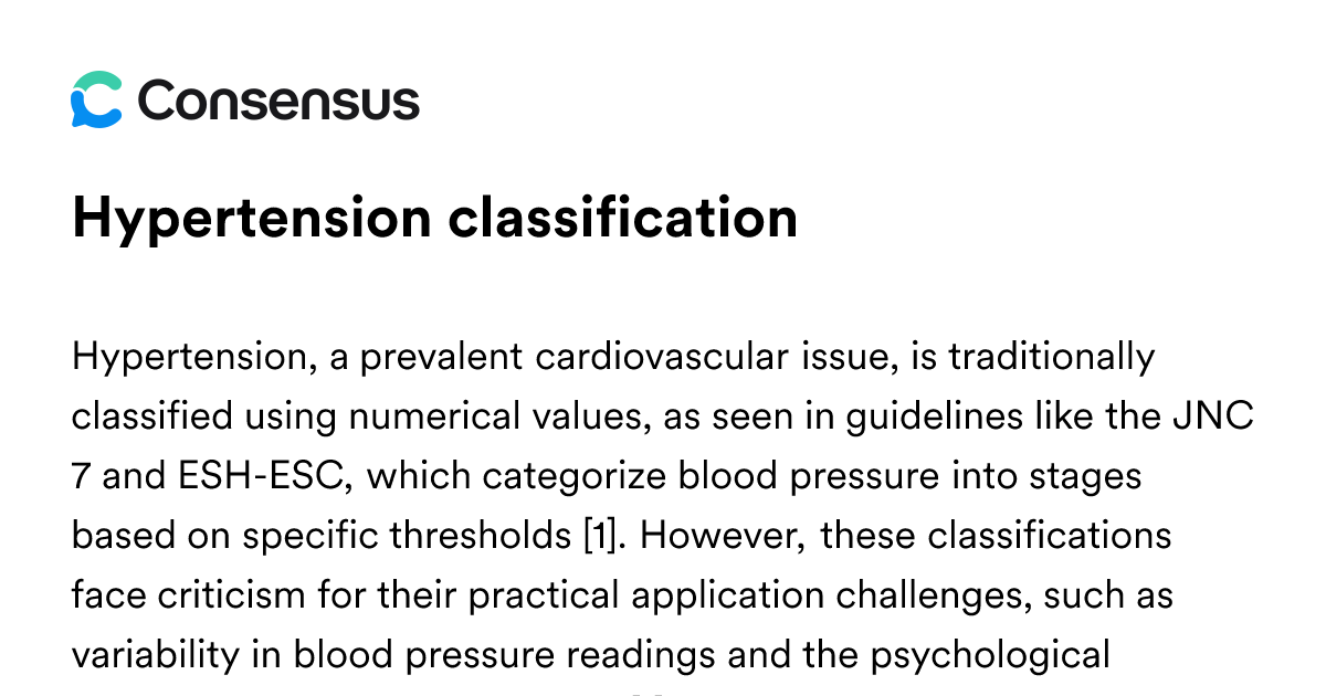 Hypertension Classification - Consensus Academic Search Engine
