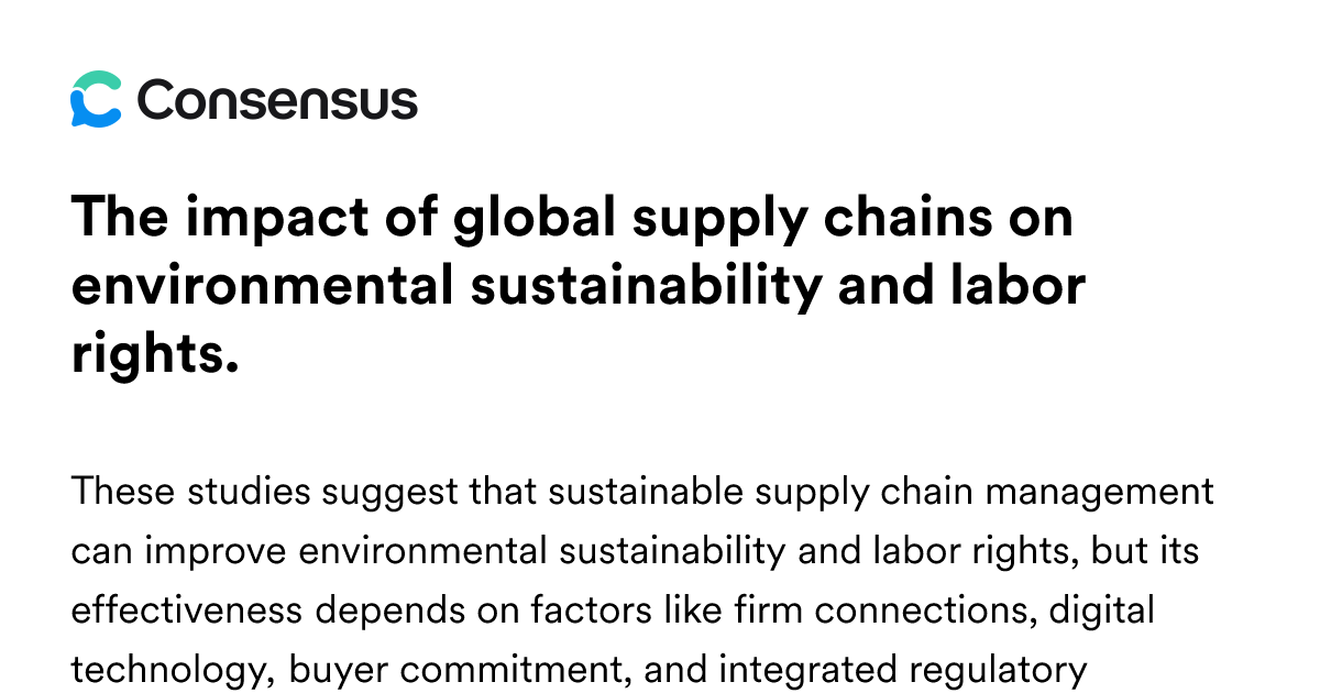 The Impact Of Global Supply Chains On Environmental Sustainability And ...
