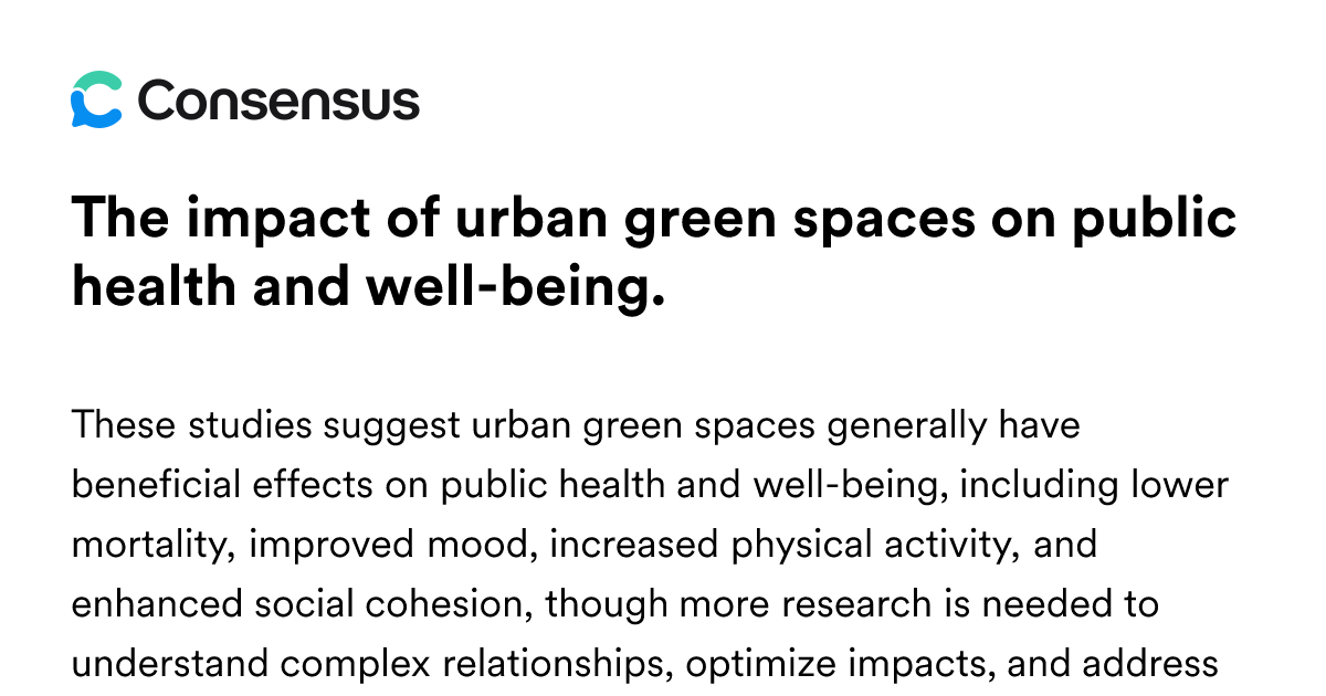The Impact Of Urban Green Spaces On Public Health And Well-being ...