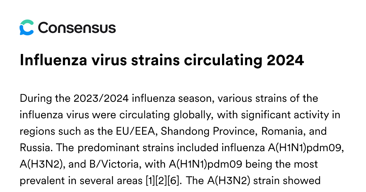 Influenza Virus Strains Circulating 2024 - Consensus Academic Search Engine