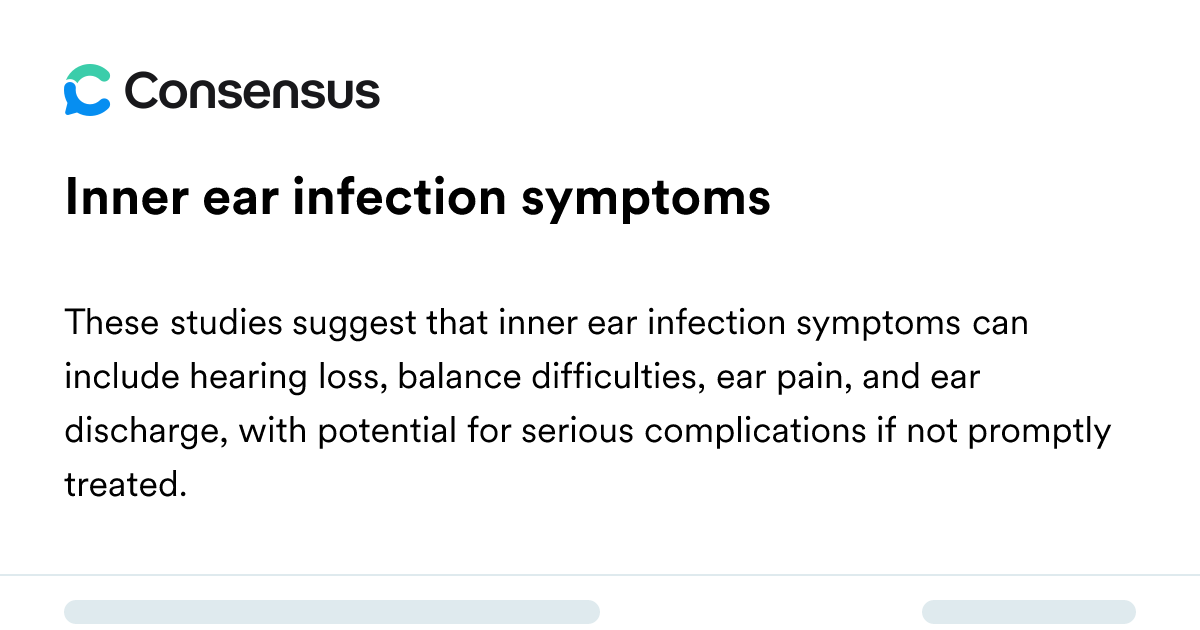 Inner Ear Infection Symptoms - Consensus Academic Search Engine