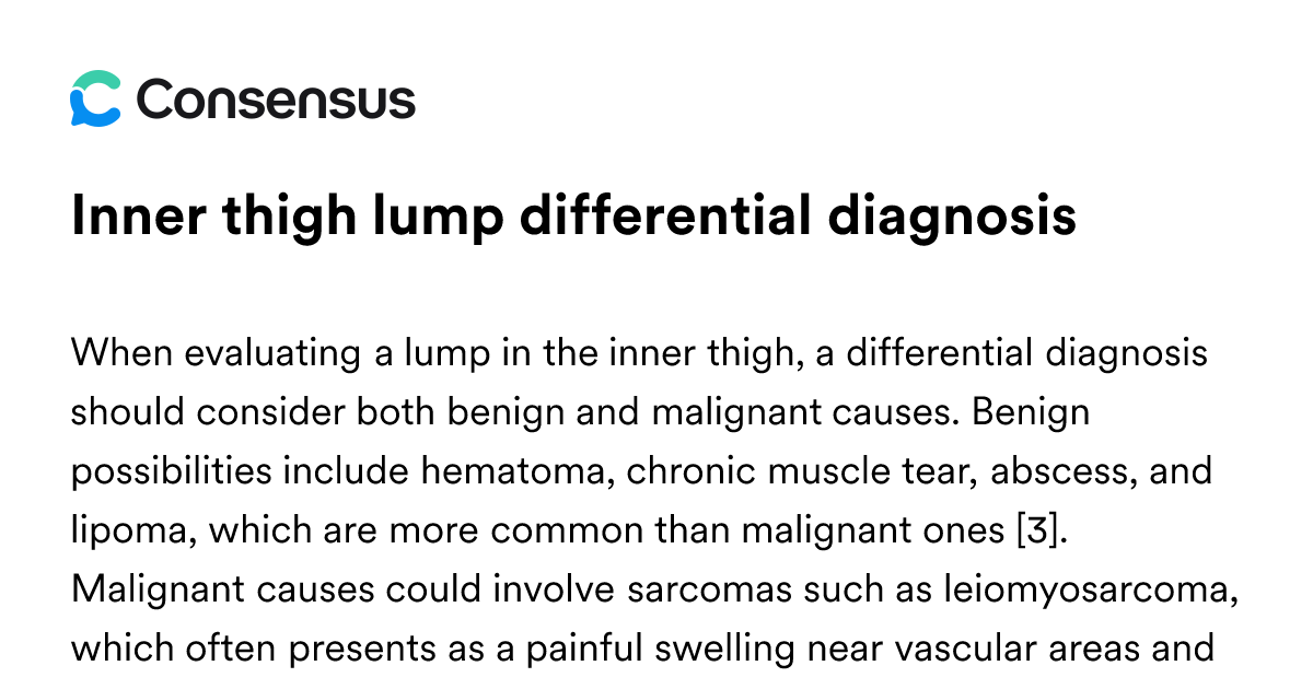 Inner Thigh Lump Differential Diagnosis - Consensus Academic Search Engine