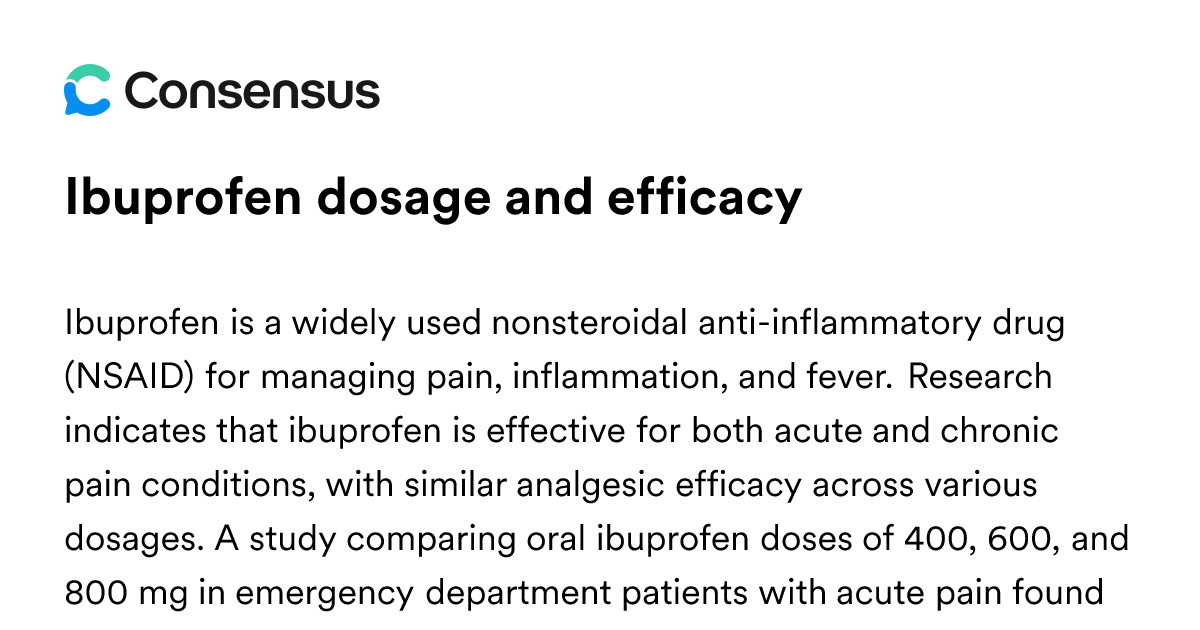 Ibuprofen Dosage And Efficacy - Consensus Academic Search Engine