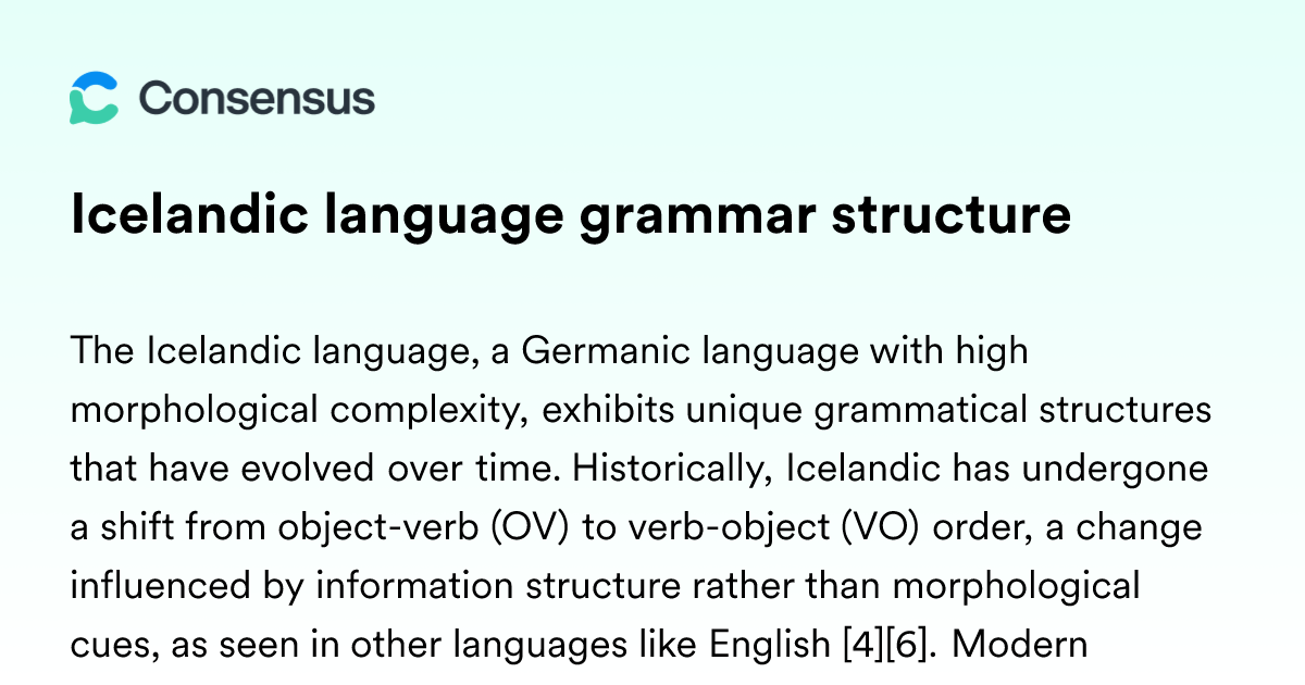 Icelandic Language Grammar Structure - Consensus Academic Search Engine