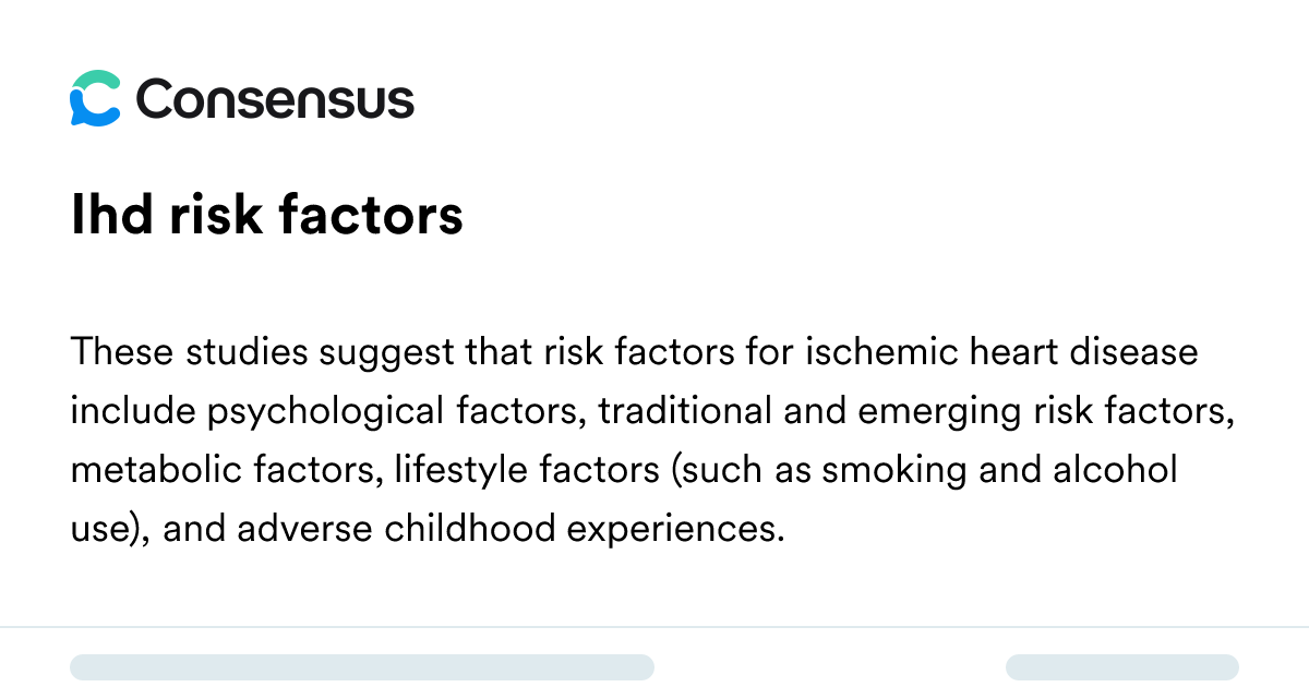 Ihd Risk Factors - Consensus Academic Search Engine