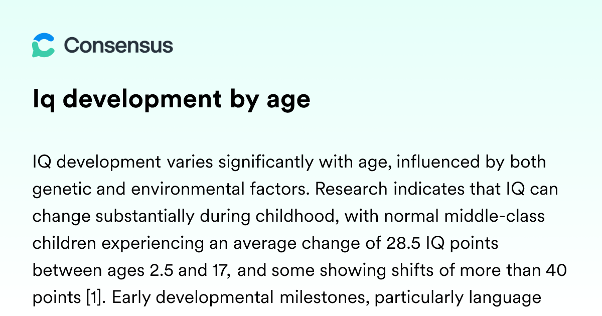 Iq Development By Age - Consensus Academic Search Engine