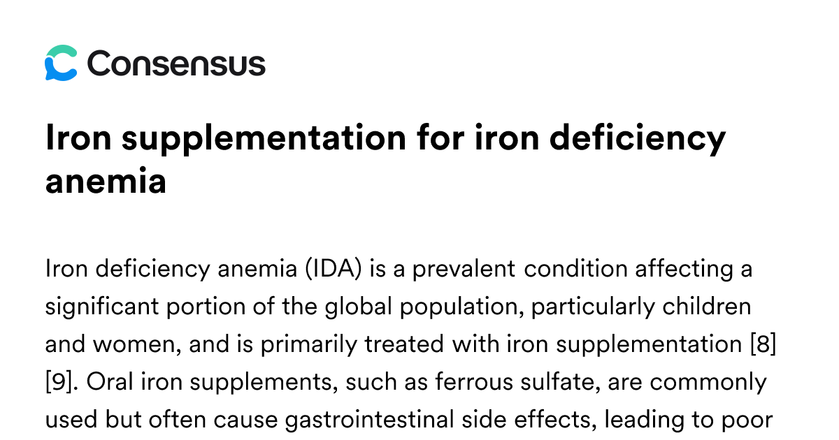 Iron Supplementation For Iron Deficiency Anemia - Consensus Academic ...