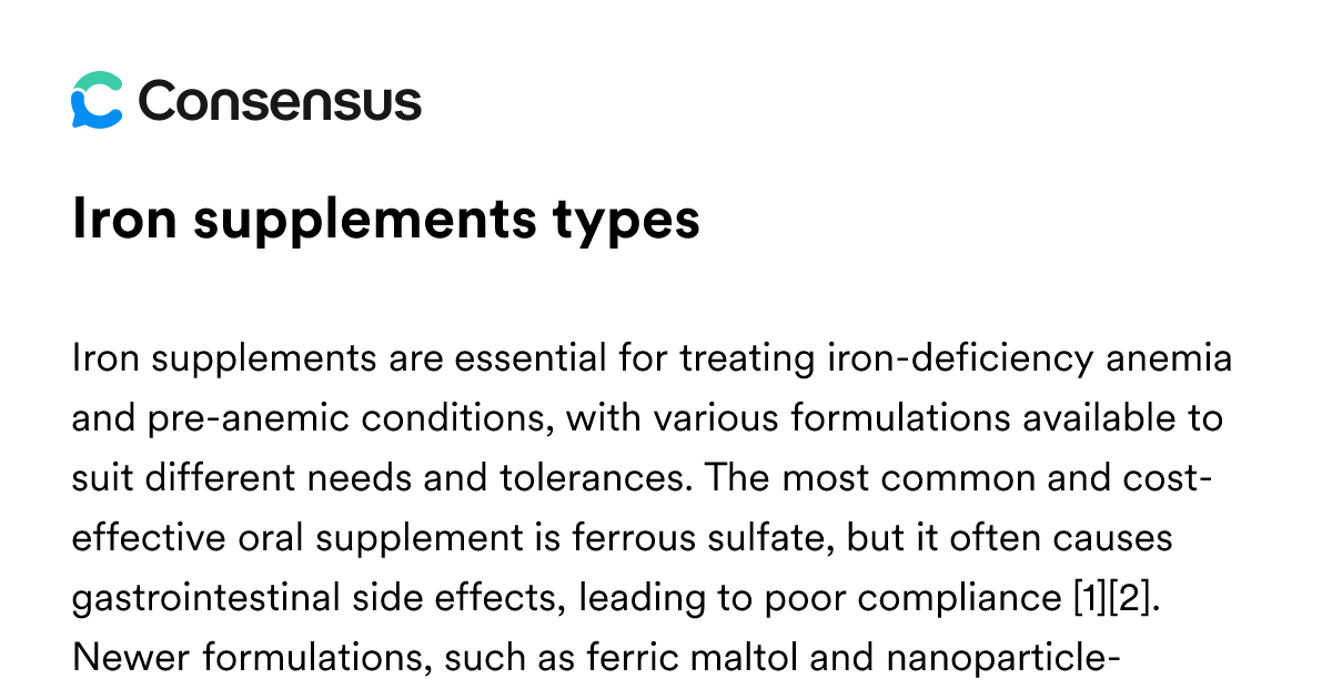 Iron Supplements Types - Consensus Academic Search Engine
