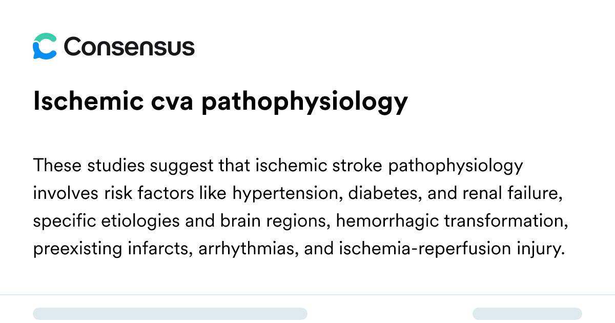 Ischemic Cva Pathophysiology - Consensus Academic Search Engine