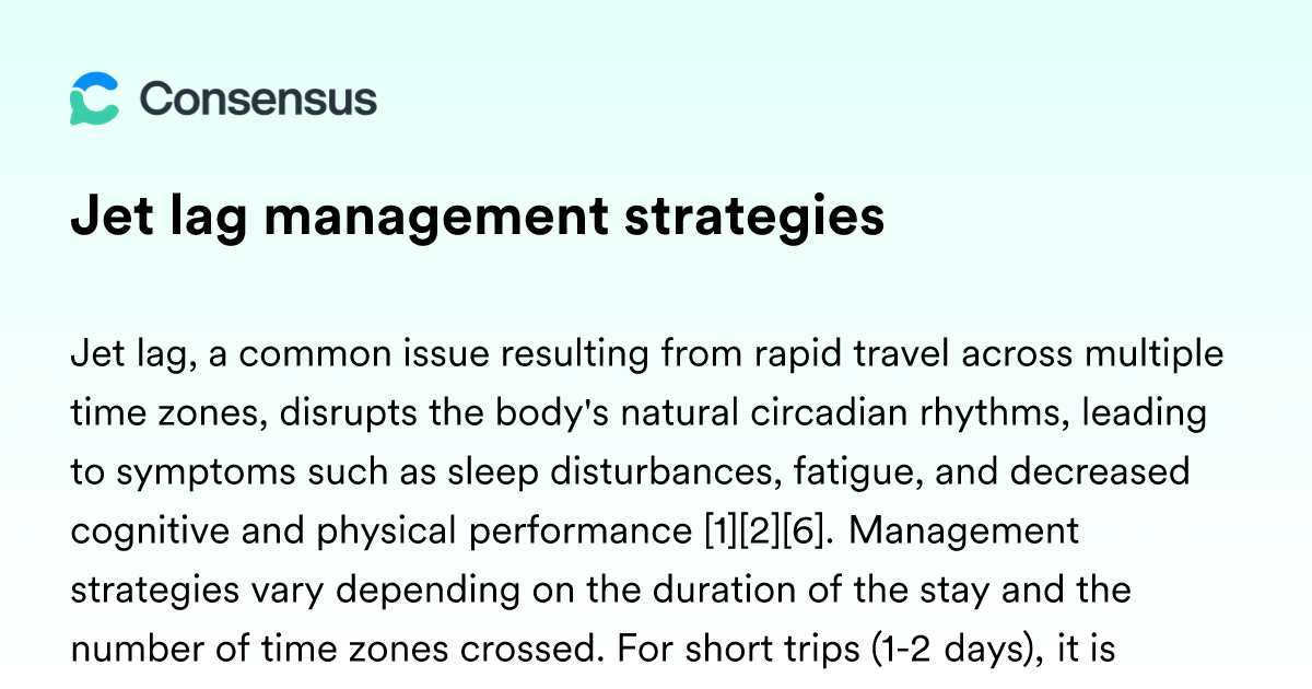Jet Lag Management Strategies - Consensus Academic Search Engine