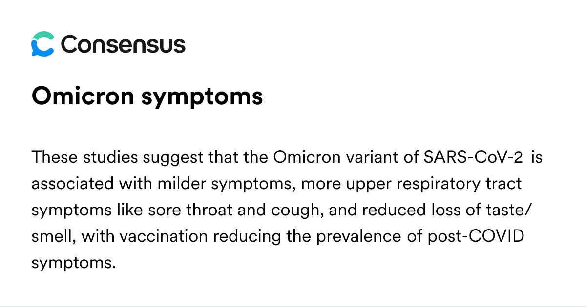 Omicron Symptoms - Consensus Academic Search Engine