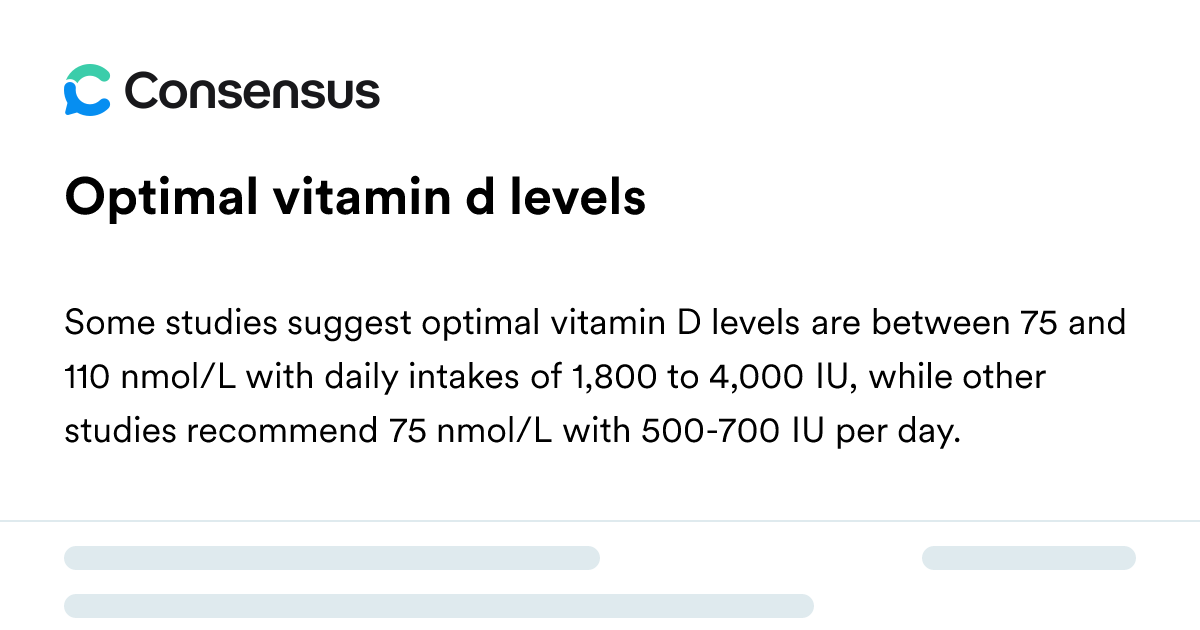 Optimal Vitamin D Levels - Consensus Academic Search Engine