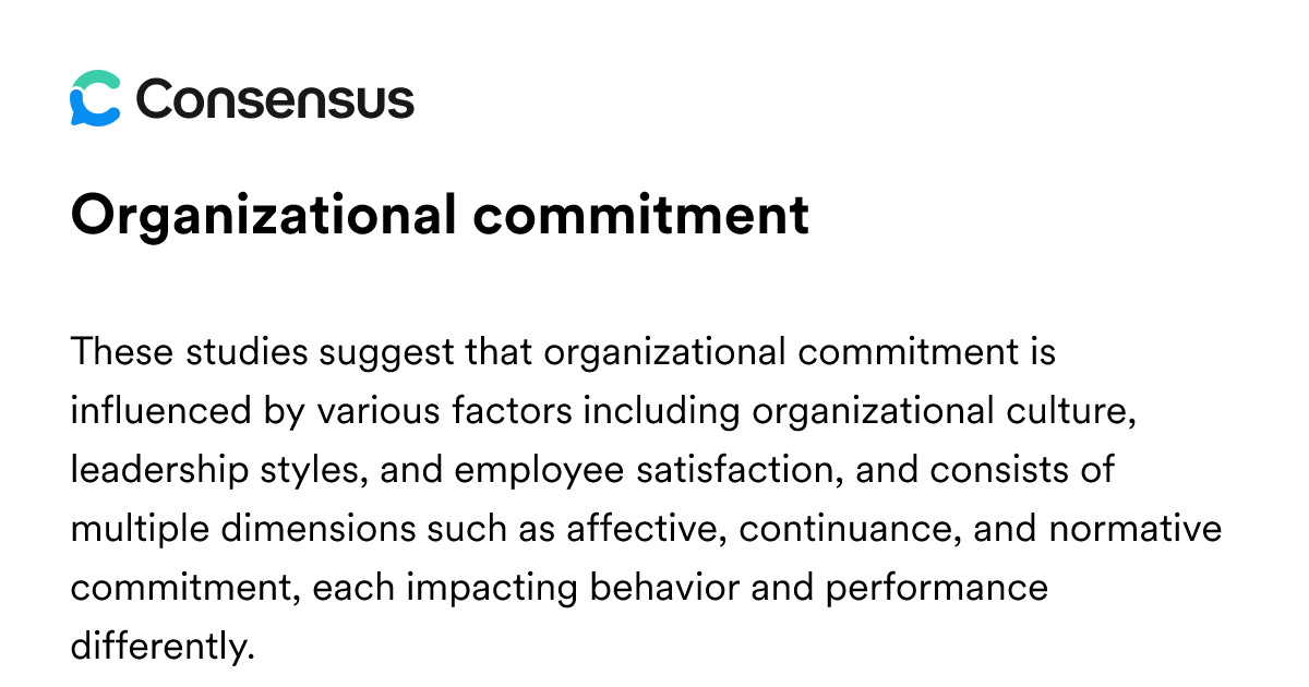 Organizational Commitment - Consensus Academic Search Engine