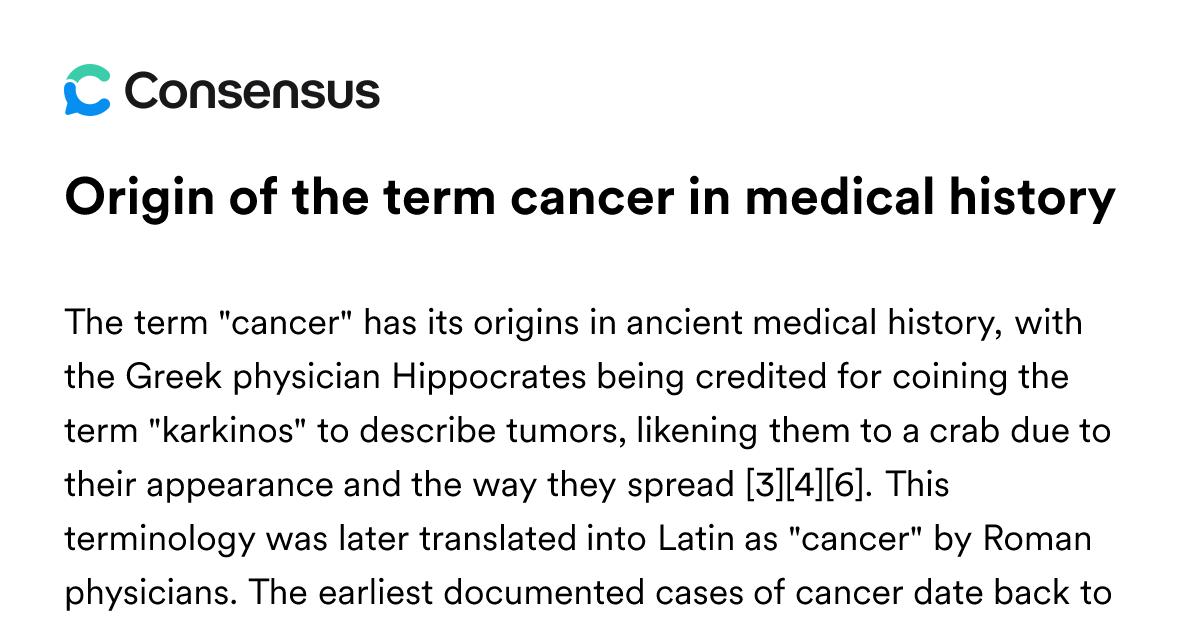 Origin Of The Term Cancer In Medical History - Consensus Academic ...