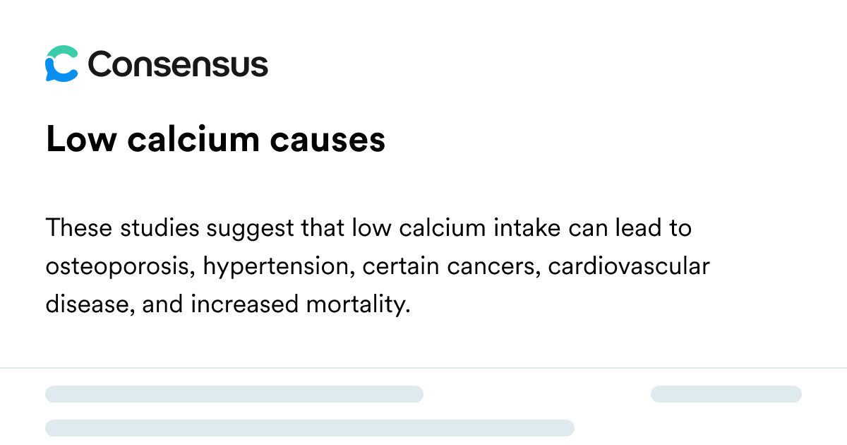 Low Calcium Causes - Consensus Academic Search Engine