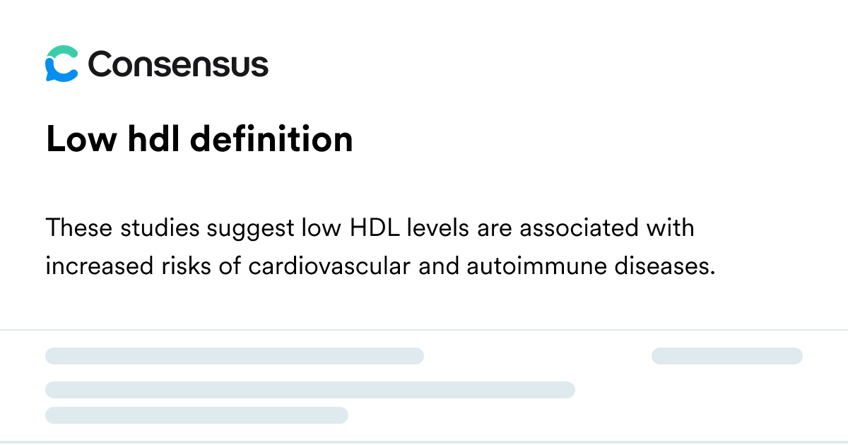 Low Hdl Definition - Consensus Academic Search Engine