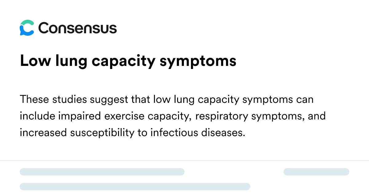 Low Lung Capacity Symptoms - Consensus Academic Search Engine