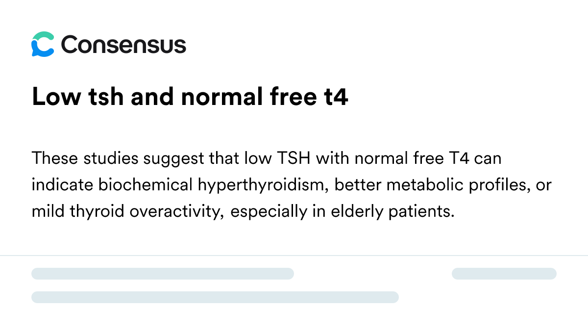 Low Tsh And Normal Free T4 - Consensus Academic Search Engine