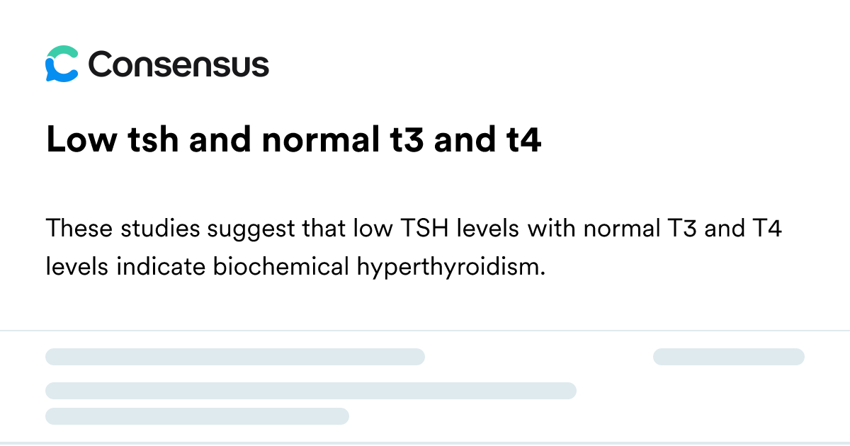Low Tsh And Normal T3 And T4 - Consensus Academic Search Engine