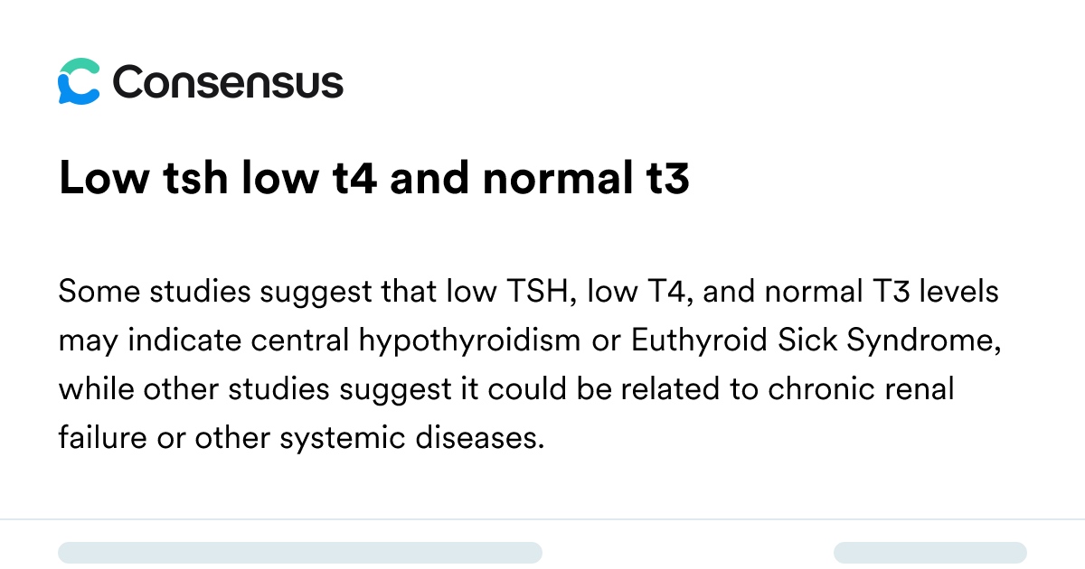 Low Tsh Low T4 And Normal T3 - Consensus Academic Search Engine