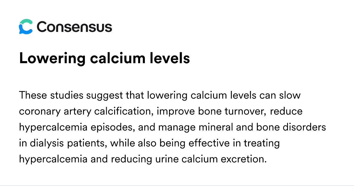 Lowering Calcium Levels - Consensus Academic Search Engine
