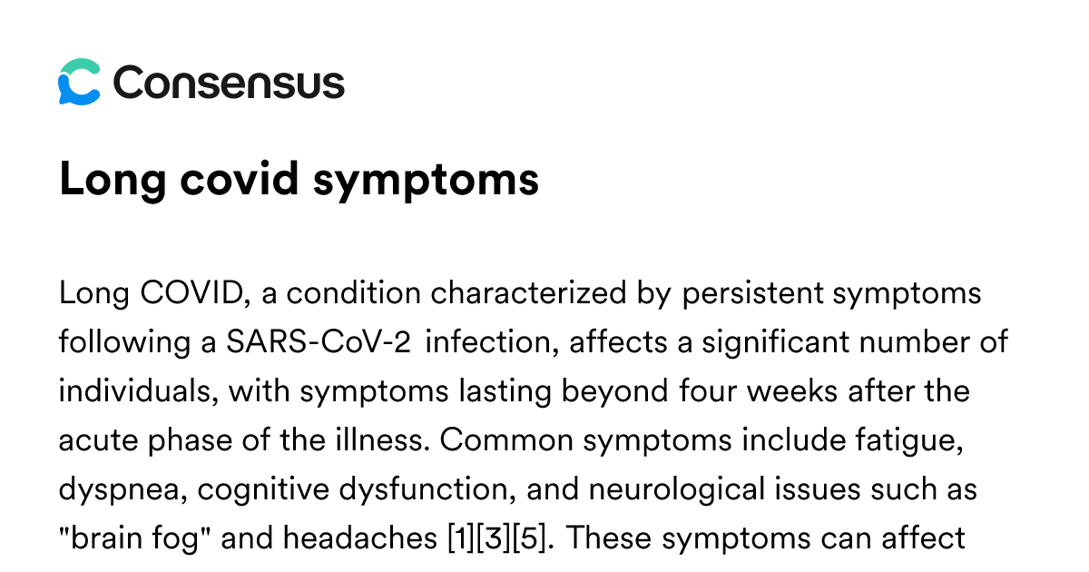 Long Covid Symptoms - Consensus Academic Search Engine