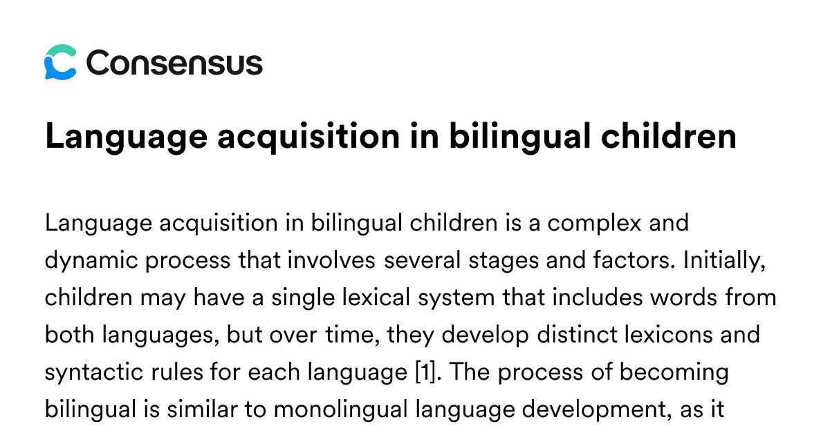 Language Acquisition In Bilingual Children - Consensus Academic Search ...