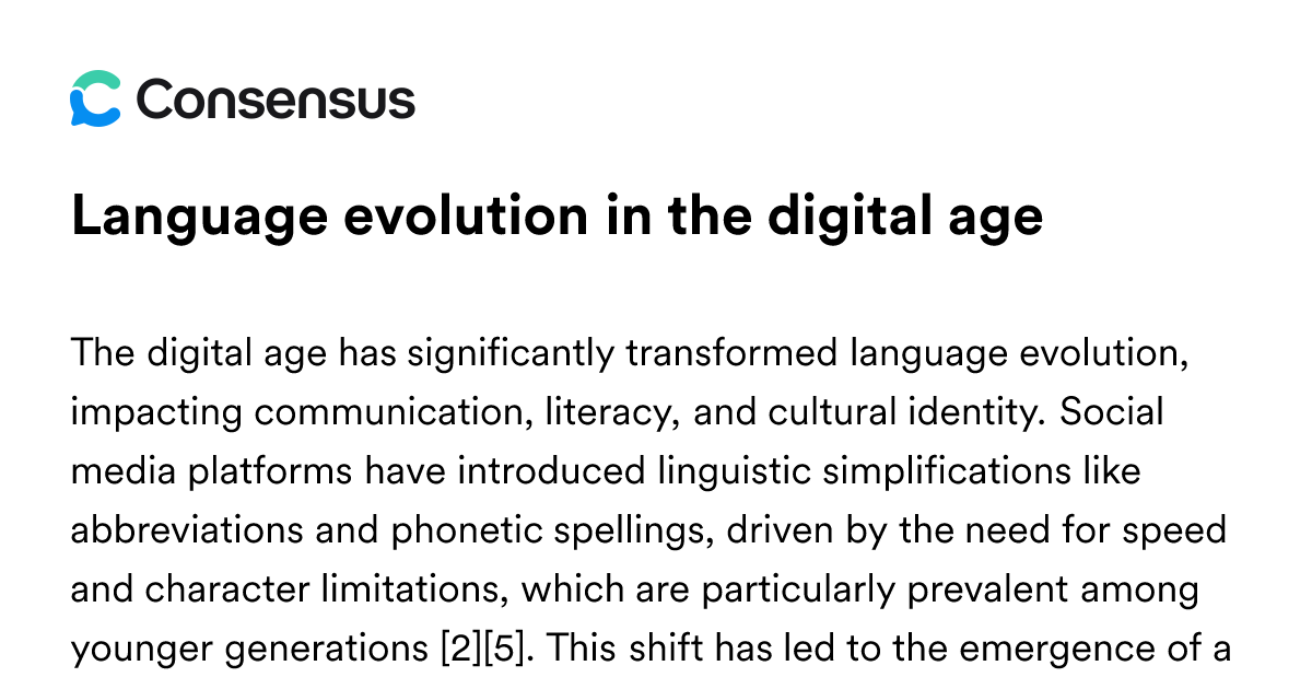 Language Evolution In The Digital Age - Consensus Academic Search Engine