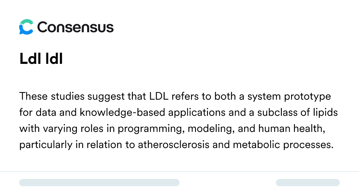 Ldl Ldl - Consensus Academic Search Engine