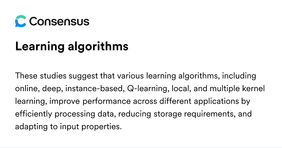 Learning Algorithms - Consensus Academic Search Engine