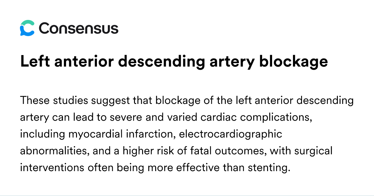 Left Anterior Descending Artery Blockage - Consensus Academic Search Engine