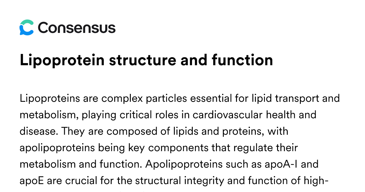 Lipoprotein Structure And Function - Consensus Academic Search Engine