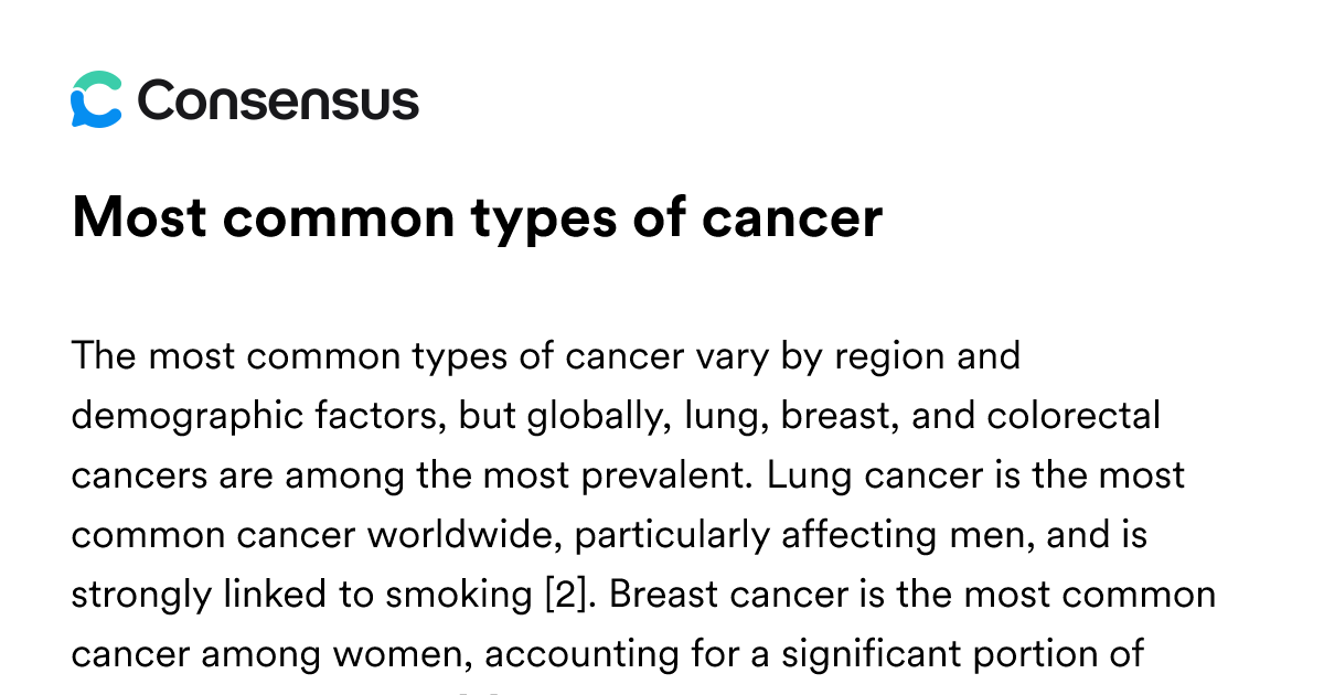 Most Common Types Of Cancer - Consensus Academic Search Engine