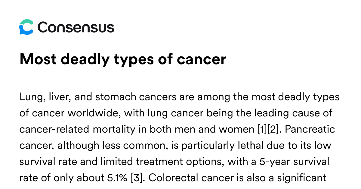 Most Deadly Types Of Cancer - Consensus Academic Search Engine