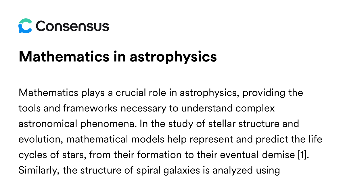 Mathematics In Astrophysics - Consensus Academic Search Engine