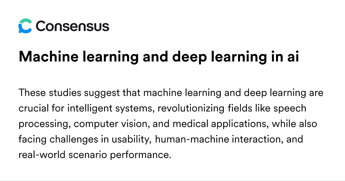 Machine Learning And Deep Learning In Ai - Consensus Academic Search Engine