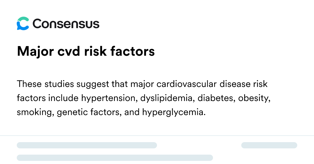 Major Cvd Risk Factors - Consensus Academic Search Engine