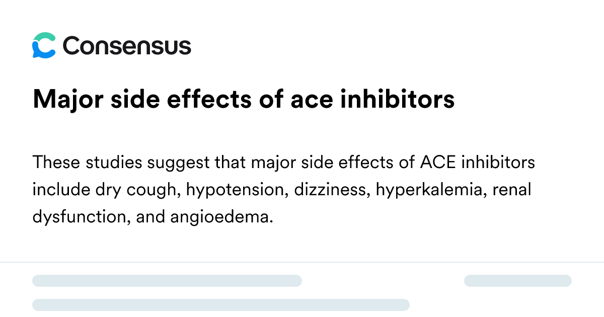 Major Side Effects Of Ace Inhibitors - Consensus Academic Search Engine